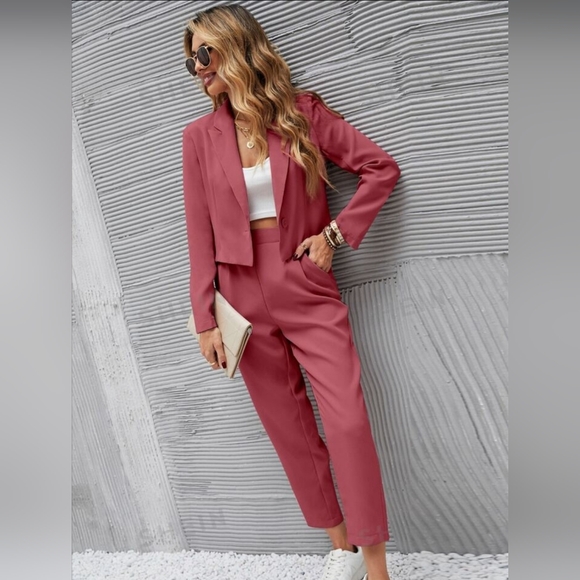 SHEIN Essnce Ladies" Short Blazer With Long Sleeves Dress Pants Suits Size S - Picture 5 of 16